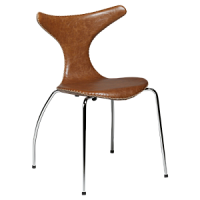100295901 krēsls Dolphin brūna āda/metāla kājas Dan-Form