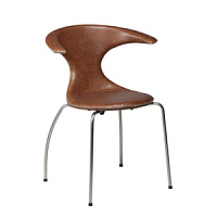 100520025 Flair krēsls gaiši brūna āda ņikeļa kājas DAN FORM