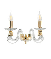 AP.1306/2  Sienas gaismeklis zelts/caursp.stikls 2x40W E14 Ondaluce