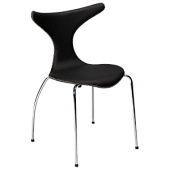 100295501 krēsls Dolphin melna āda/metāla kājas Dan-Form