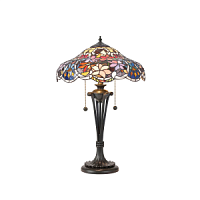 64326 galda lampa Sullivan Tiffany stikls 2x60W E27 Interiors 1900