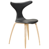 100995105 krēsls Dolphin melna āda/koka kājas Dan-Form