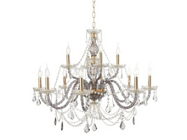 LP.OPERA/12-FUME OPERA lustra krist/zelts peleka 12x40W E14 D1000mm minH1000mm (body) Ondaluce