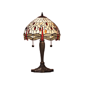 64086 galda lampa Dragonfly bēša TIffany stikls 2x60w E27 Interiors 1900