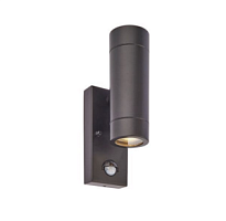75433 āra gaismeklis Palin melns ar sensoru 2x7W LED GU10 IP44 Saxby