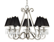 63506 lustra Oksana niķelis/melni kupoli 5x40W E14 Interiors 1900