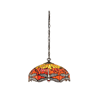 64081 griestu lampa Dragonfly ugunīga Tiffany stikls 3x60W E27 Interiors 1900