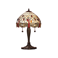 64086 galda lampa Dragonfly bēša TIffany stikls 2x60w E27 Interiors 1900