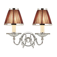 63725 sienas lampa Tilburg niķelis/brūni kupoli 2x40W E14 Interiors 1900
