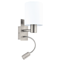 96477 PASTERI Настенная лампа сатин никель/WHITE плафон 1X40W E27 un 1x3.5W LED EGLO