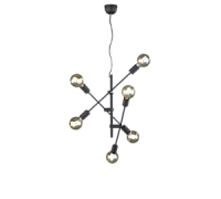 306700602 CROSS griestu gaismeklis melns 6X28W LED E27 TRIO