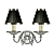 63726 sienas lampa Tilburg niķelis/melni kupoli 2x40W E14 Interiors 1900
