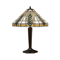 64239 galda lampa Lloyd Tiffany stikls/bronzas kāja 2x60W E27 Interiors 1900