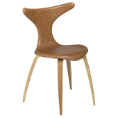 100995109 krēsls Dolphin brūna āda/koka kājas Dan-Form