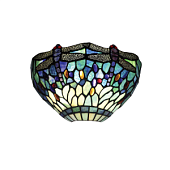 64102 sienas lampa Dragonfly zila Tiffany stikls 1x40W E14 Interiors 1900