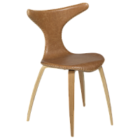 100995109 krēsls Dolphin brūna āda/koka kājas Dan-Form