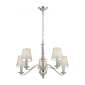 Astaire-5SN Astaire lustra satina ņiķelis/auduma abažūri 5x40W E14  Endon LiGHTING BRANDS