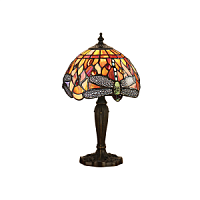 64091 galda lampa Dragonfly ugunīga TIffany stikls 1x40W E14 Interiors 1900