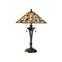 63951 galda lampa Bernwood Tiffany stikls 2x60W E27 Interiors 1900