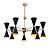 MOD108PL-14GB  lustra Vesper melna/zelta 14x40W E14 Maytoni