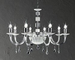 LP.LIVIA/8-FUME Lustra krist/peleka 8x40W E14 D850mm minH750mm + ķēde Ondaluce