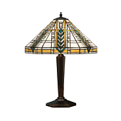 64239 galda lampa Lloyd Tiffany stikls/bronzas kāja 2x60W E27 Interiors 1900