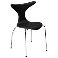 100295501 krēsls Dolphin melna āda/metāla kājas Dan-Form