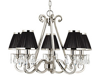 63506 lustra Oksana niķelis/melni kupoli 5x40W E14 Interiors 1900