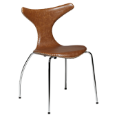 100295901 krēsls Dolphin brūna āda/metāla kājas Dan-Form