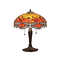 64093 galda lampa Dragonfly ugunīga TIffany stikls 2x60W E27 Interiors 1900