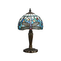 64088 galda lampa Dragonfly zila TIffany stikls 1x40W E14 Interiors 1900